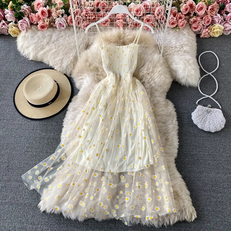 sheer daisy dress Romantic Daisy Sheer Cotton Dress-Olive XS/S