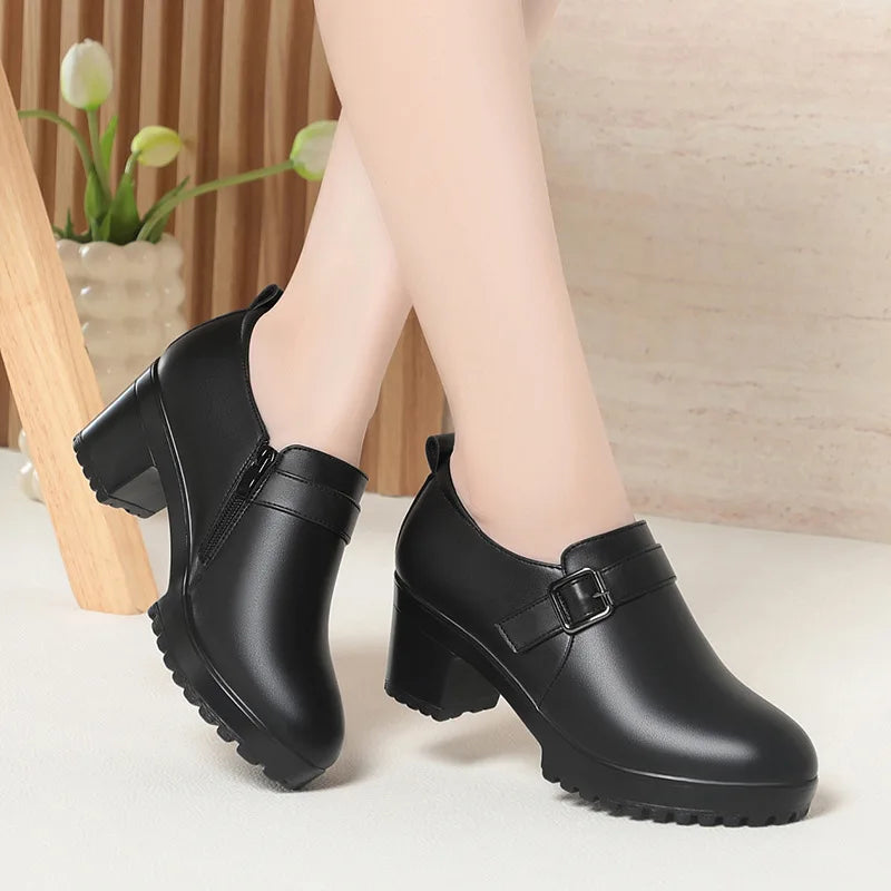platform black dress shoes Womens Chunky Mary Janes Leather Vintage 2 Buckle Straps Height Increasing Heel Ballet Flats Womens Gothic Bat Wing Platform Shoes Black Chunky Heel Ankle Strap